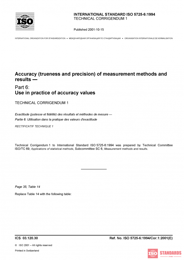 ISO 5725-6:1994/Cor 1:2001 PDF