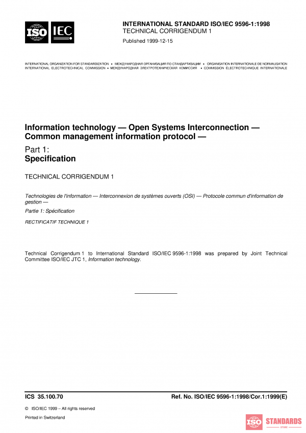 ISO/IEC 9596-1:1998/COR1:1999 PDF