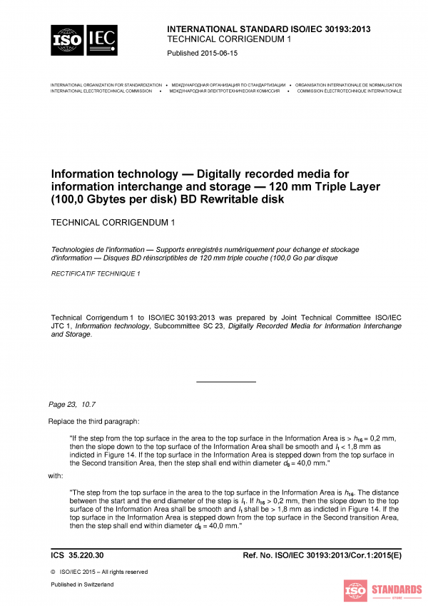 ISO/IEC 30193:2013/Cor 1:2015 PDF