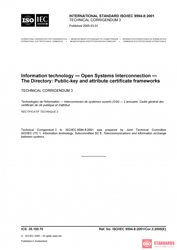 ISO/IEC 9594-8:2001/COR3:2005 PDF
