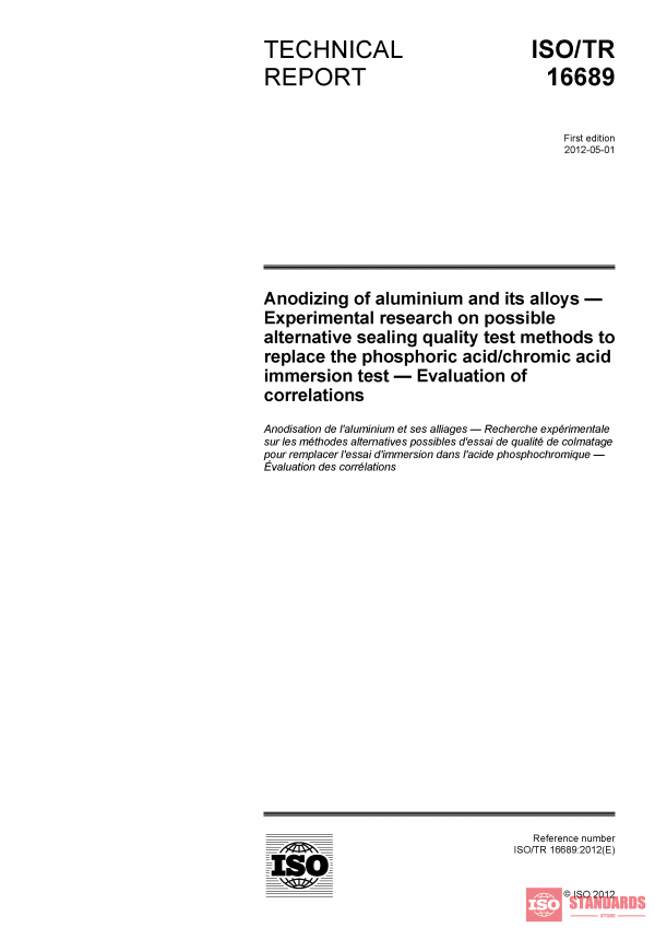 ISO/TR 16689:2012 PDF