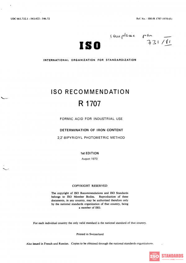 ISO/R 1707:1970 PDF