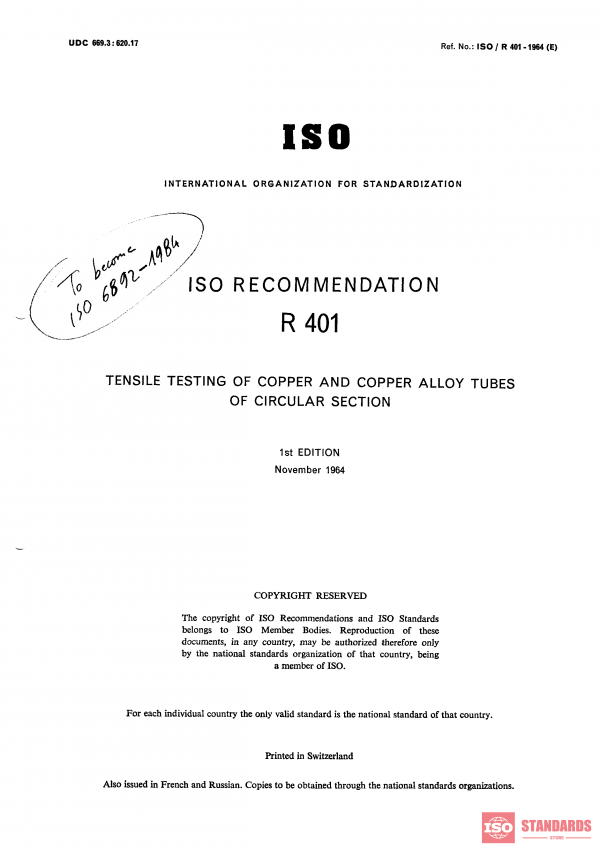 ISO/R 401:1964 PDF