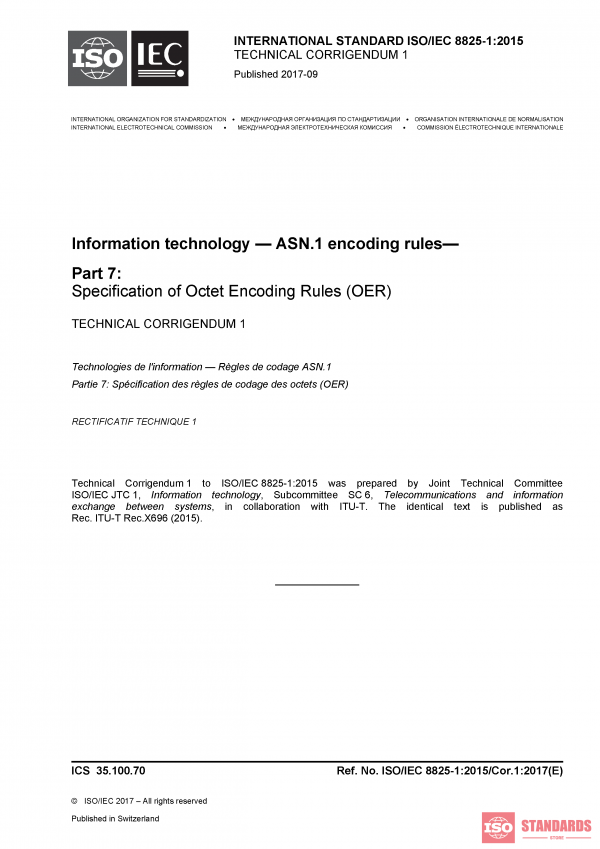 ISO/IEC 8825-7:2015/COR1:2017 PDF