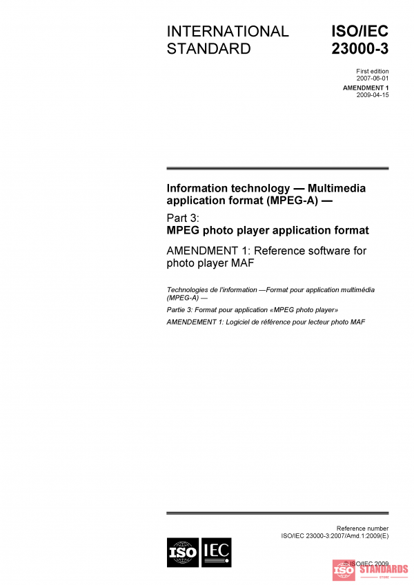 ISO/IEC 23000-3:2007/Amd 1:2009 PDF