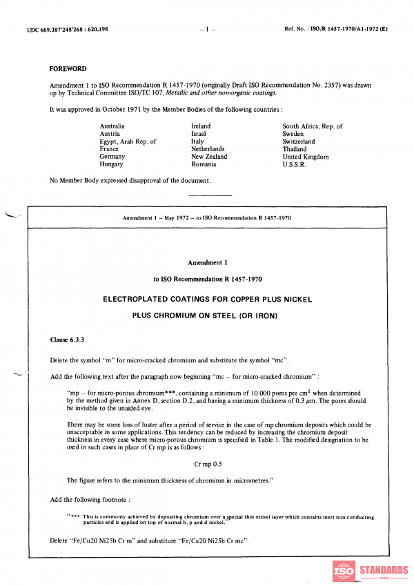 ISO/R 1457:1970/Amd 1 PDF