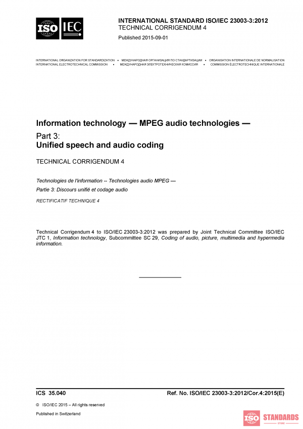 ISO/IEC 23003-3:2012/Cor 4:2015 PDF