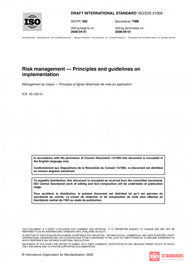 ISO/DIS 31000 :2008 PDF