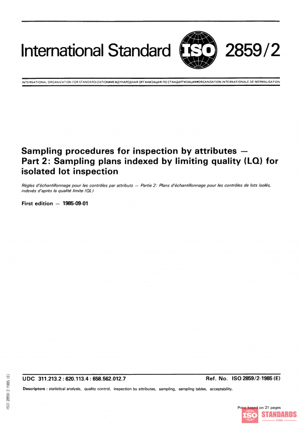 ISO 2859-2:1985 PDF