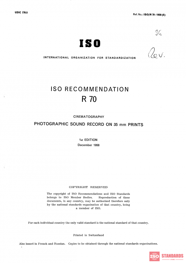 ISO/R 70:1958 PDF
