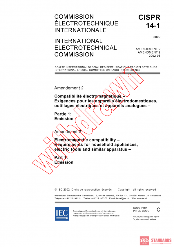 CISPR 14-1:2000/AMD2:2002 PDF