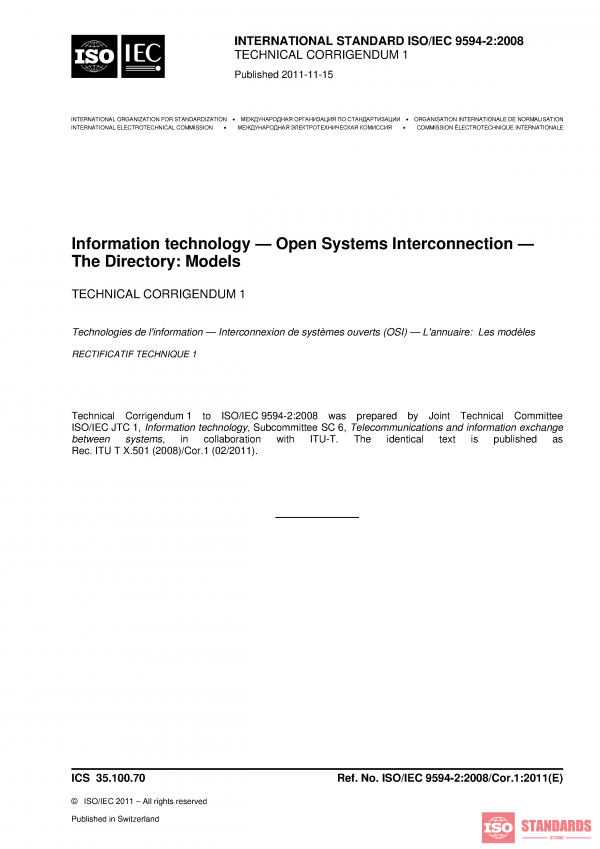 ISO/IEC 9594-2:2008/COR1:2011 PDF