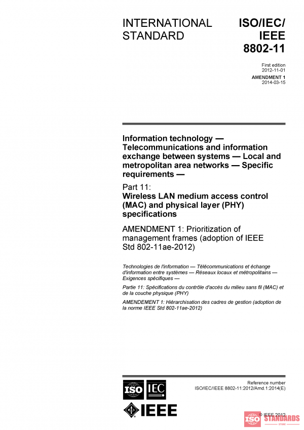 ISO/IEC/IEEE 8802-11:2012/AMD1:2014 PDF