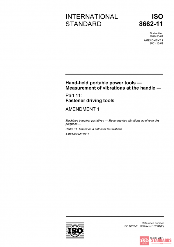 ISO 8662-11:1999/Amd 1:2001 PDF