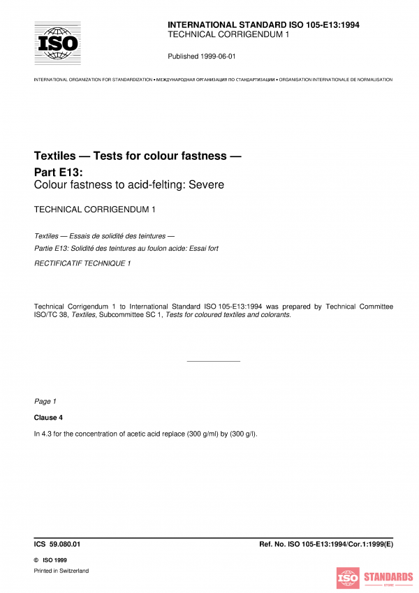 ISO 105-E13:1994/Cor 1:1999 PDF