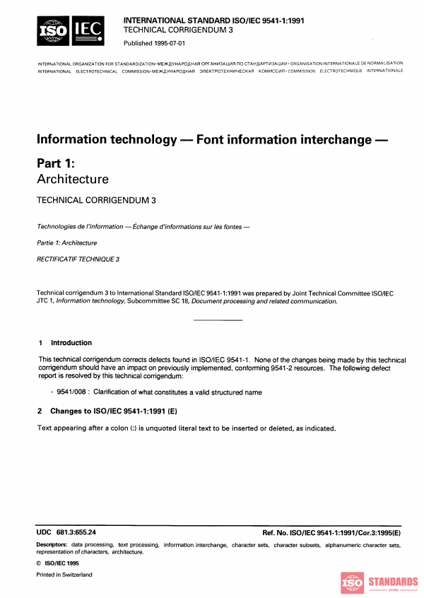 ISO/IEC 9541-1:1991/COR3:1995 PDF