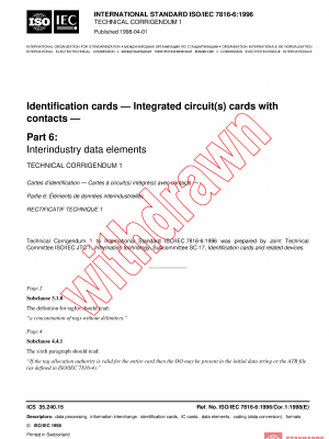 ISO/IEC 7816-6:1996/COR1:1998 PDF