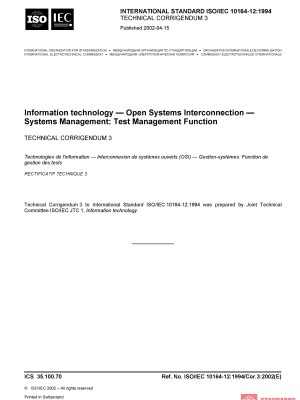 ISO/IEC 10164-12:1994/COR3:2002 PDF