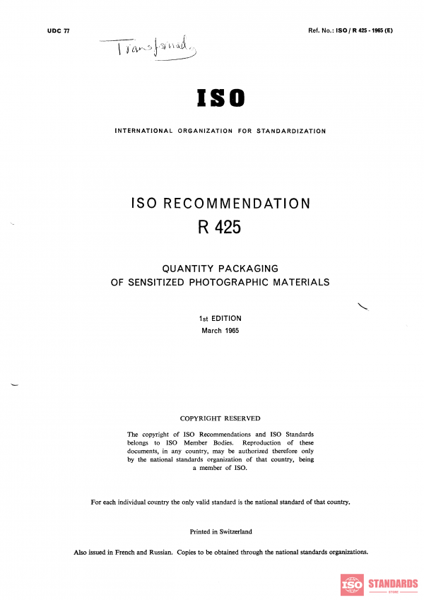 ISO/R 425:1965 PDF