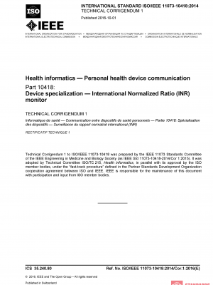 ISO/IEEE 11073-10418:2014/Cor 1:2016 PDF