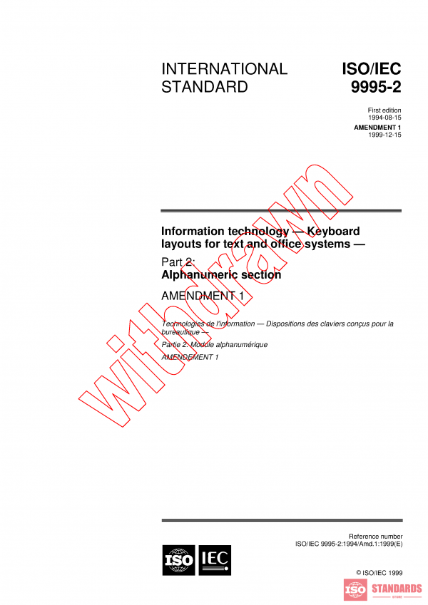 ISO/IEC 9995-2:1994/AMD1:1999 PDF