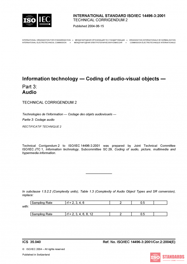 ISO/IEC 14496-3:2001/Cor 2:2004 PDF