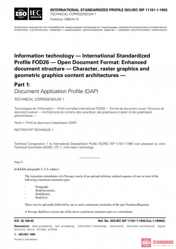 ISO/IEC ISP 11181-1:1993/Cor 1:1998 PDF