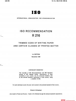 ISO/R 216:1961 PDF