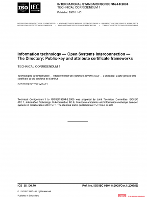 ISO/IEC 9594-8:2005/COR1:2007 PDF
