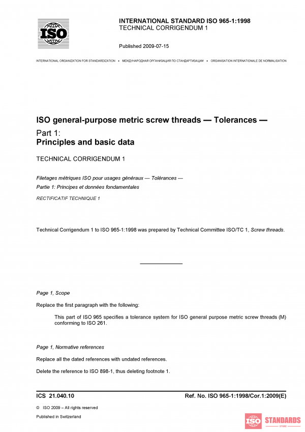 ISO 965-1:1998/Cor 1:2009 PDF