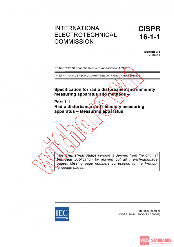 CISPR 16-1-1:2006+AMD1:2006 CSV PDF