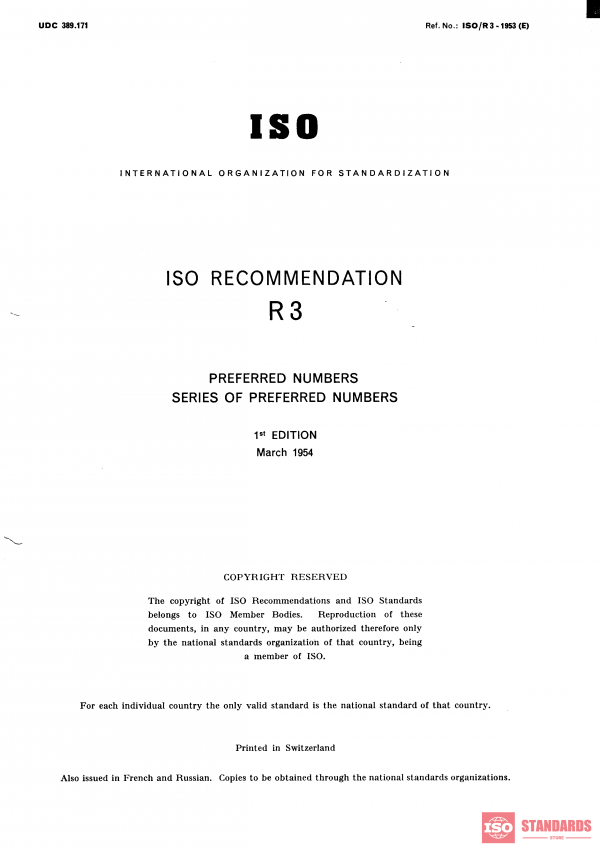 ISO/R 3:1953 PDF