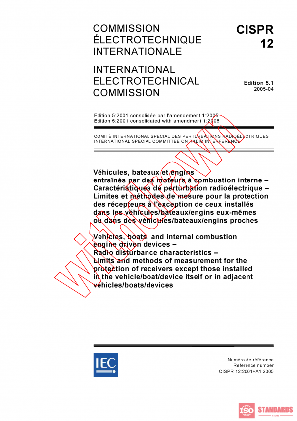 CISPR 12:2001+AMD1:2005 CSV PDF