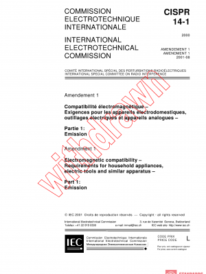 CISPR 14-1:2000/AMD1:2001 PDF