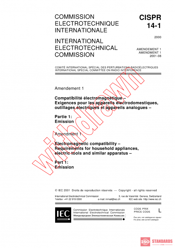 CISPR 14-1:2000/AMD1:2001 PDF