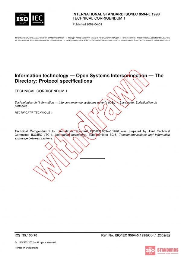 ISO/IEC 9594-5:1998/COR1:2002 PDF