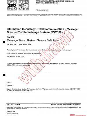 ISO/IEC 10021-5:1990/COR5:1992 PDF