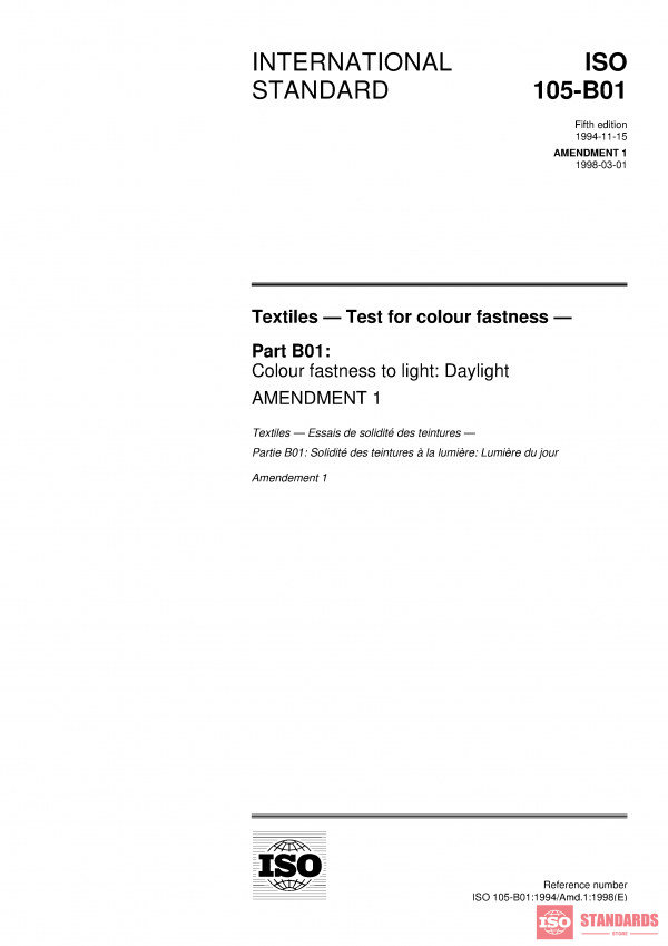 ISO 105-B01:1994/Amd 1:1998 PDF