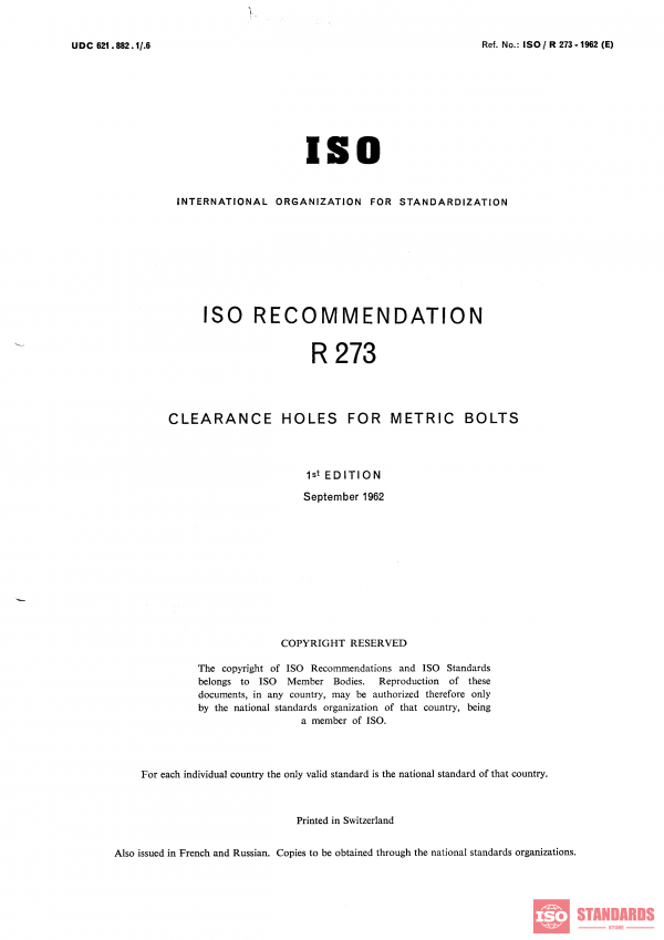 ISO/R 273-1:1962 PDF