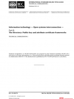 ISO/IEC 9594-8:2020/COR1:2021 PDF
