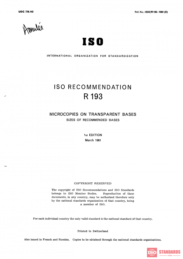 ISO/R 193:1961 PDF