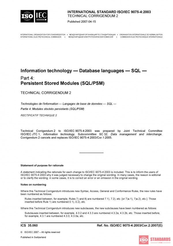 ISO/IEC 9075-4:2003/Cor 2:2007 PDF