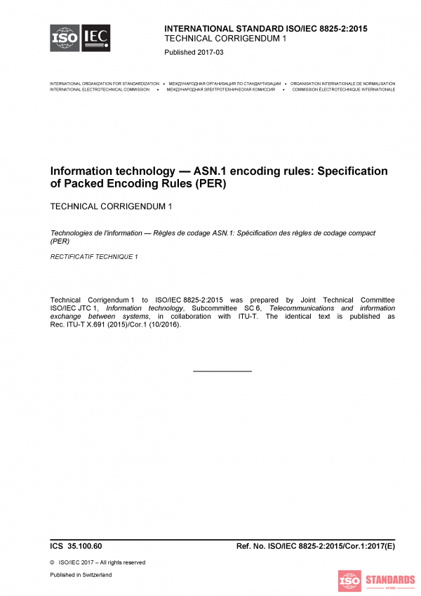 ISO/IEC 8825-2:2015/Cor 1:2017 PDF