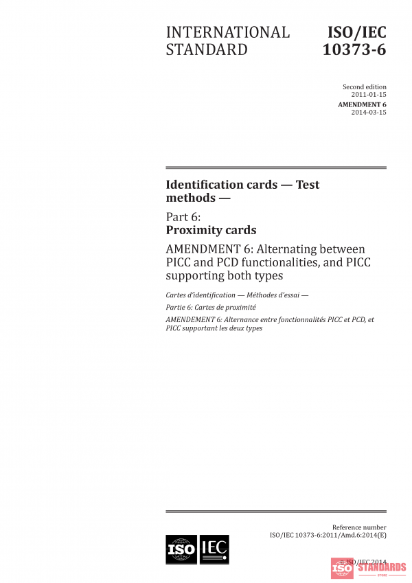 ISO/IEC 10373-6:2011/FDAmd 6 PDF