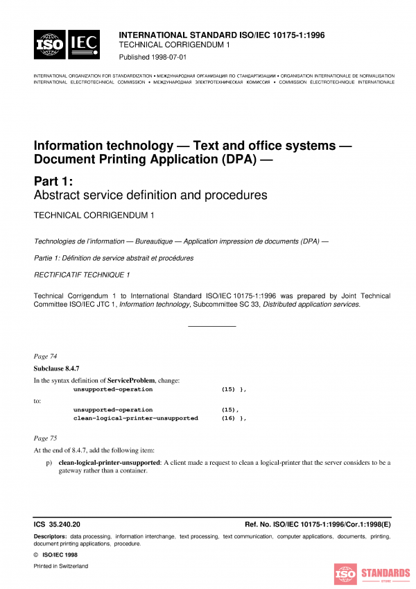 ISO/IEC 10175-1:1996/COR1:1998 PDF