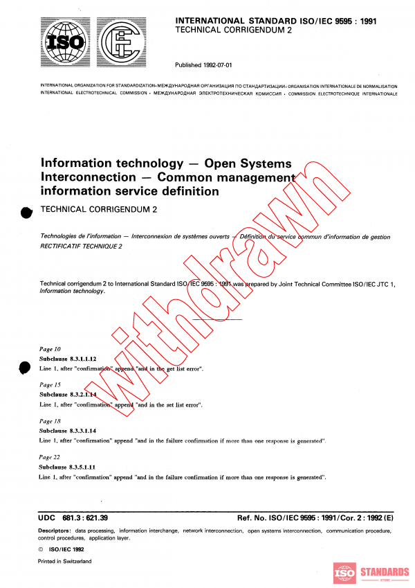 ISO/IEC 9595:1991/COR2:1992 PDF