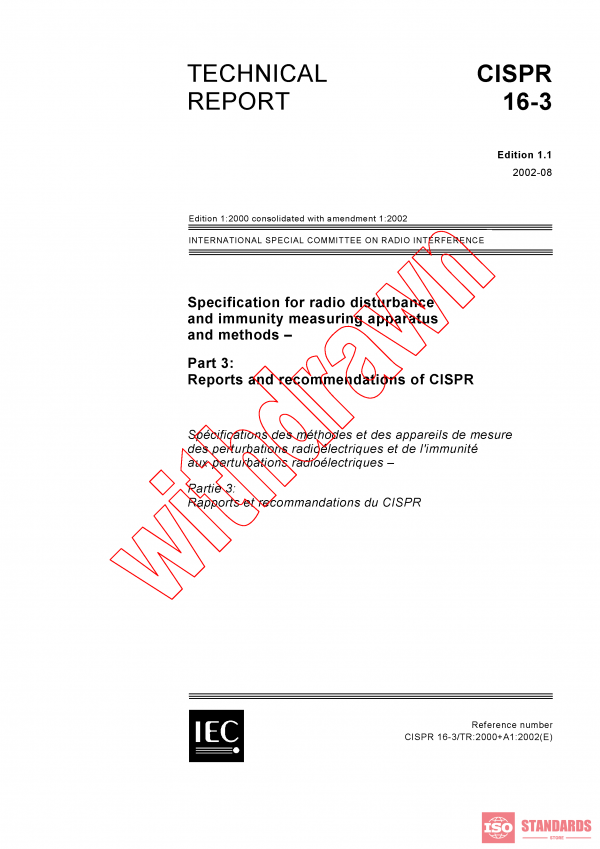 CISPR TR 16-3:2000+AMD1:2002 CSV PDF