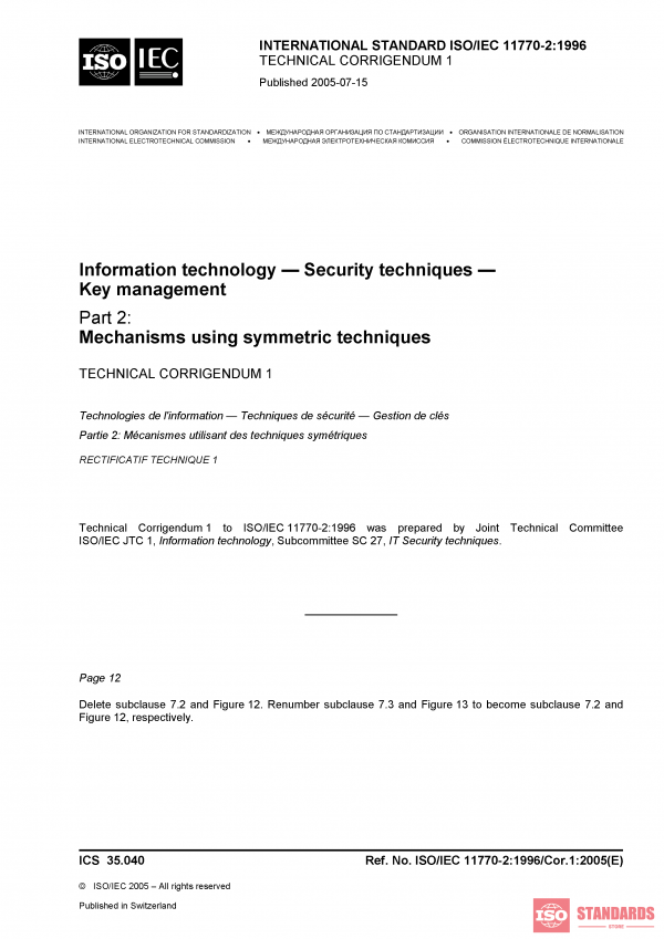 ISO/IEC 11770-2:1996/Cor 1:2005 PDF