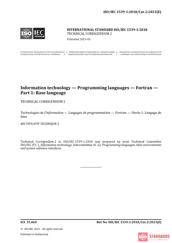 ISO/IEC 1539-1:2018/Cor 2:2023 PDF