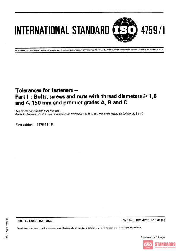 ISO 4759-1:1978 PDF